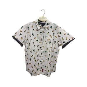 Paper Denim & Cloth PDC Mens 1X Colorful Tropical Short Sleeve Shirt Pineapple